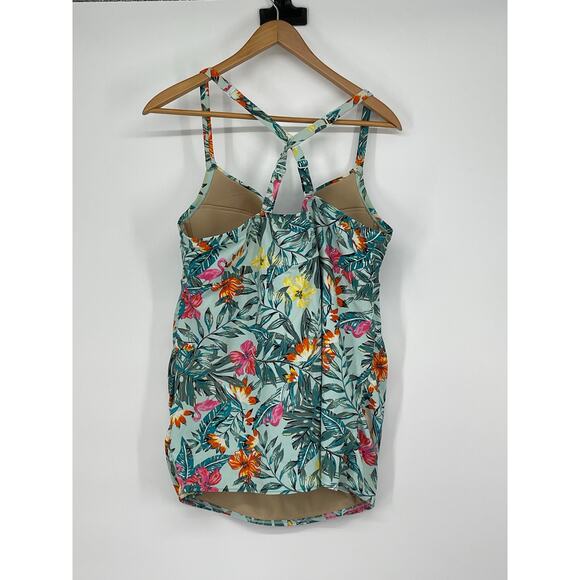 Caique Swimsuit Tankini Top Size 40D Tropical Floral Vacation Resort - Picture 2 of 5